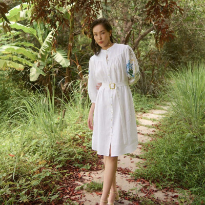 Đầm Linen Thêu Tay Mơ DRE206 thời trang thiết kế Hity