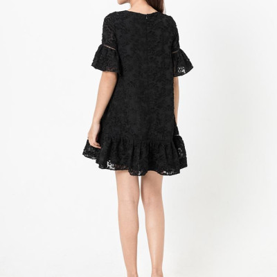 De Leah - Đầm Suông Nấm Tay Lỡ - Đen