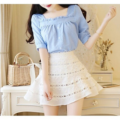 Áo kiểu nữ cổ vuông xinh xắn