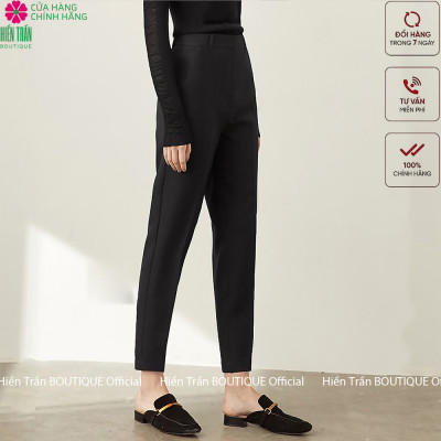Quần âu nữ Hiền Trần BOUTIQUE lưng cạp cao đồ âu công sở đi học đẹp form dáng chuẩn màu đen vải co giãn