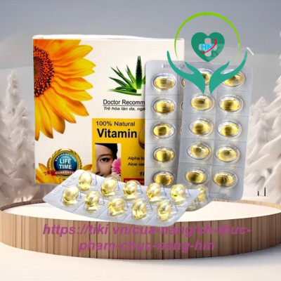 ￼Vitamin E 400IU - Hộp 100 viên nang mềm -Tinh dầu lô hội làm đẹp da, chống lão hóa, ngừa nếp nhăn, Vinaphar