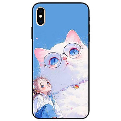 Ốp lưng dành cho Iphone X - Xs - Xs Max - XR - 11 - 11 Pro Max - Cô Gái Và Mèo Kính - Hàng Chính Hãng