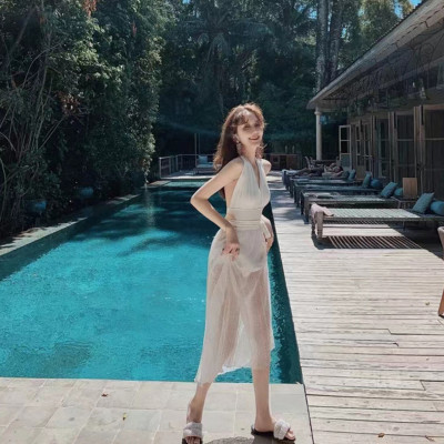 Bộ đồ bơi bikini liền thân nữ sexy quyến rũ kèm váy choàng - B44