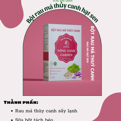 Nông Xanh Garden Bột Rau Má Thủy Canh Hạt Sen Hộp 15 gói (10gr/1 gói) hòa tan uống liền, dễ uống, thanh nhiệt, mát gan, làm đẹp da