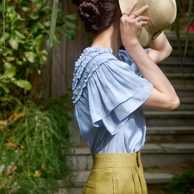 Áo Lụa Nhún Vân TOP221 thời trang thiết kế Hity