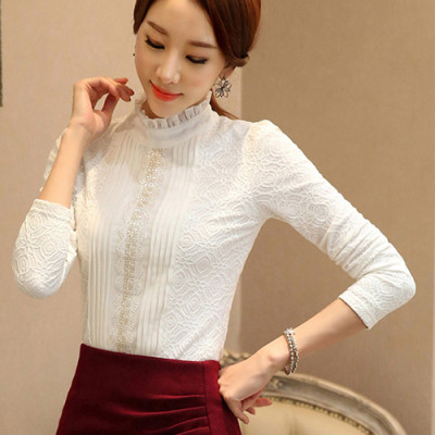 Áo ren nữ dài tay cổ trụ xinh xắn 34
