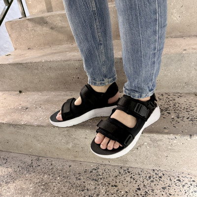 Giày Sandal Nam Nữ Unisex The BiLy Quai Ngang Dây Dù Đế IP Siêu Êm Nhẹ Đế Trăng Màu Đen- BLDT07 Đen