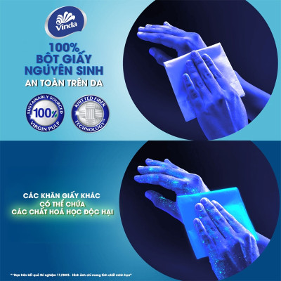 [MUA 3 LỐC KHĂN RÚT SIZE L TẶNG 3 GÓI KHĂN RÚT SIZE M+ 1 MÓC KHÓA] Khăn giấy rút cao cấp Vinda Deluxe 3 lớp 110 tờ size L (4 Gói)