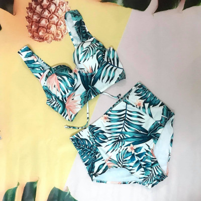 Đồ Bơi Đồ Tắm Biển Bikini 2 Mảnh Quần Cạp Cao