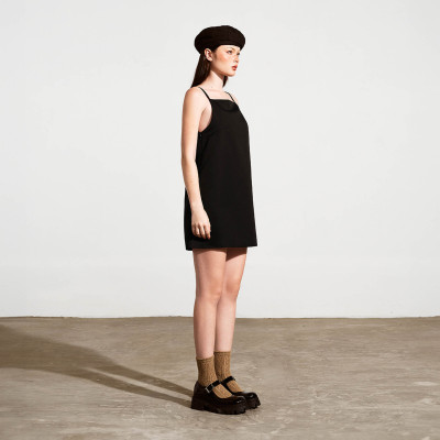 DOTTIE - Đầm mini cổ vuông - Đen - D0564
