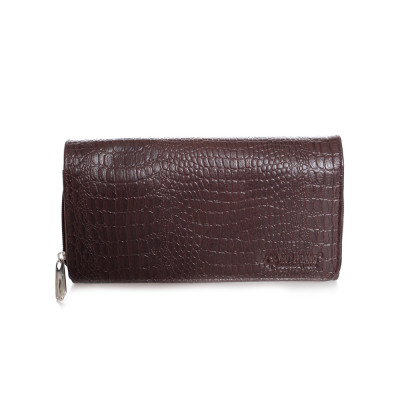 HJ3132-33-34 - Bóp nữ vân cá sấu Huy Hoàng nhiều ngăn màu da, đen, nâu