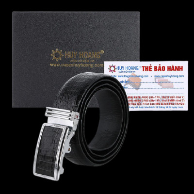 HJ4742-43-44-45 - Thắt lưng nam da cá sấu Huy Hoàng nguyên con bụng 3,5P màu đen, nâu đỏ, nâu đất, vàng bò