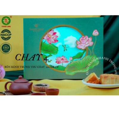 HỘP BÁNH TRUNG THU 4 BÁNH CHAY 220G - COMBO CHAY 4 - THÀNH LONG 880G - TẶNG 1 HỘP TRÀ