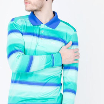 Áo thun nam dài tay kẻ ngang màu xanh lá aligro ALGAPD007