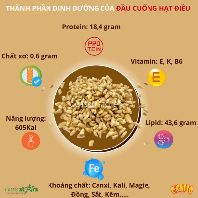 Đầu cuống hạt điều rang mộc O