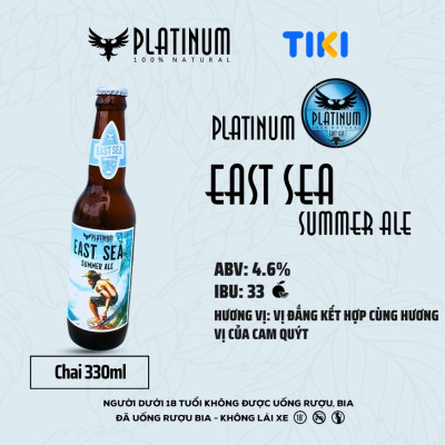 [Thùng 12 Chai] Bia Thủ Công Cao Cấp Platinum East Sea Summer Ale Chai 330ml 5% Chính Hãng