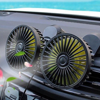 Quạt ô tô thông minh, quạt đôi đa năng xe hơi 12v, 24v xoay 360 tiện ích cao cấp mẫu mới loại tốt gió mạnh, phụ kiện ô tô