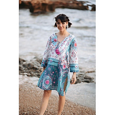 Đầm Xẻ Tà Kết Cườm Cotton Isla Bonita