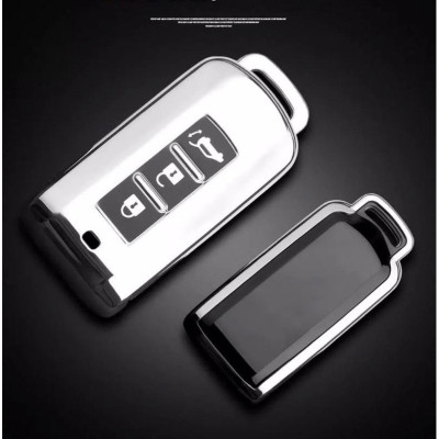 Móc khóa kèm ốp bảo vệ chìa khóa xe Mitsubishi Xpander, Outlander, Attrage, Mirage, Pajero nhựa mềm TPU tráng gương