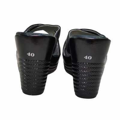 Dép Nữ Quai Chéo Đế Xuồng HÀ NAM Da Bò Thật Cao Cấp 9cm DNU2159