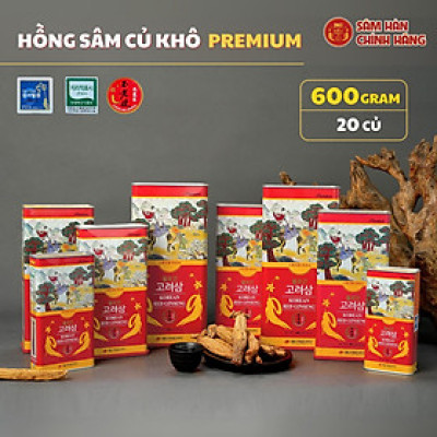 Hồng sâm củ khô dòng Premium 600gram (20 củ)