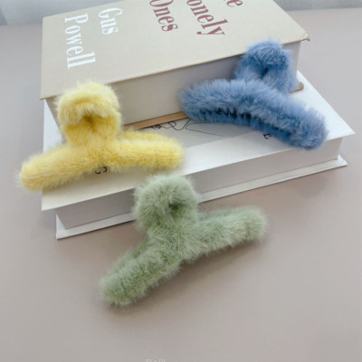 Kẹp Tóc Phủ Lông Cỡ Lớn Phong Cách Hàn Quốc, Kẹp Tóc Thu Đông Dễ Thương