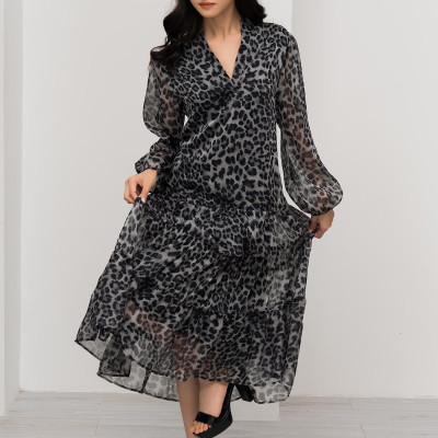 Đầm Xòe Lụa Hàn Xếp Tầng Họa Tiết Beo Maxivic, La Mộc - LM72153