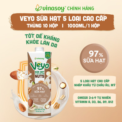 Thùng Veyo sữa hạt 05 loại cao cấp (10 hộp x 1 Lít)