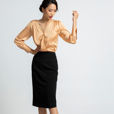 Áo Đắp Vạt Áo Kiểu Nữ Cao Cấp Thời trang thiết kế Hity TOP100 (Nghệ Tây Saffron)