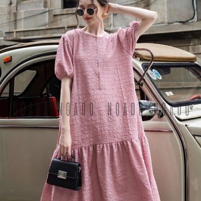 Đầm cotton hồng NGADO