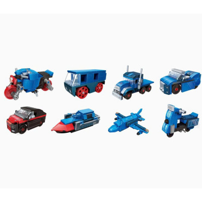 Đồ chơi - QMAN - 42206 Bộ đồ chơi xếp hình (8 trong 1) mô hình tàu hơi nước cổ điển giao Ngẫu Nhiên (KT 33x6.7x8.3cm)