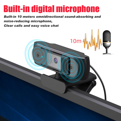 Webcam HXSJ S2 USB 2.5K FHD PC 5MP với hiệu chỉnh ánh sáng AF và Mic kép cho Video, dạy học 
