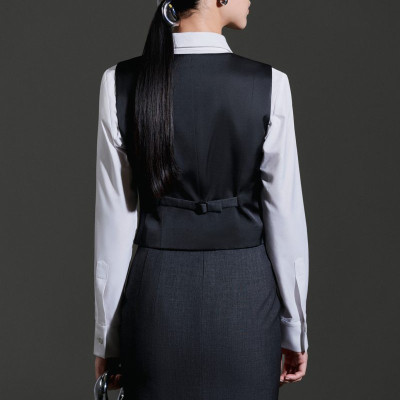 Áo gile dáng ôm cài cúc trước ZELDA màu xám chì thiết kế cao cấp WHITE CHIC