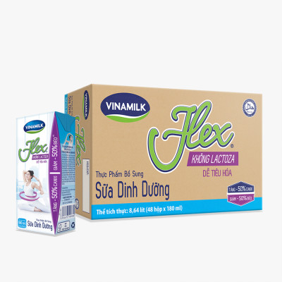 Thùng 48 Hộp Sữa tiệt trùng Vinamilk Flex không Lactose 180ml