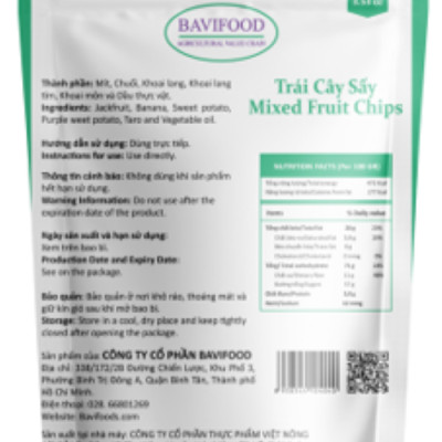 [ Combo: thùng = 10 gói x 100 grs/gói ]  05 Gói Mít Sấy và 05 Gói Trái Cây Sấy Chân Không (Mixed Fruit Chips), Giòn Xốp Tự Nhiên – BAVIFOOD, Khối Lượng: 1 kg (thùng = 10 gói x 100 grs/gói) – Premium