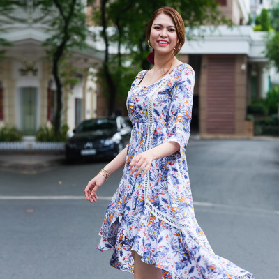 Đầm Hoa Cao Cấp Đầm Đuôi Cá Đẹp Thời trang thiết kế Hity DRE123 (In Collage)