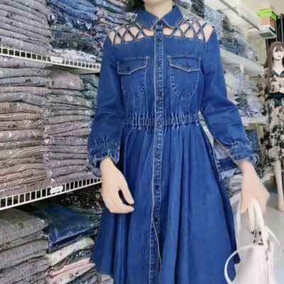 Đầm denim cao cấp siêu dễ thương Myqlothing.