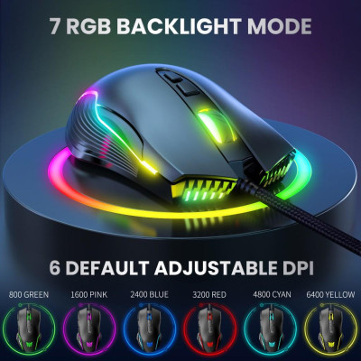 ONIKUMA CW905 USB Wired Gaming Mouse RGB LED Light Chuột thể thao điện tử Chuột quang có thể điều chỉnh 6400DPI