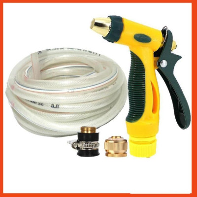 Bộ dây vòi xịt nước rửa xe, tưới cây tăng áp 3 lần,loại 3-5M (nối đồng nhựa đen) 206317