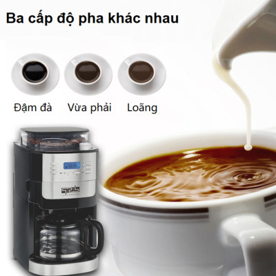Máy pha cà phê tự động 2 trong 1 kiêm xay hạt cà phê DSP KA3055 - Công suất 1000W - HÀNG NHẬP KHẨU