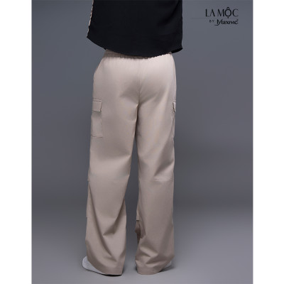 Quần nam kaki be túi hộp xếp ly