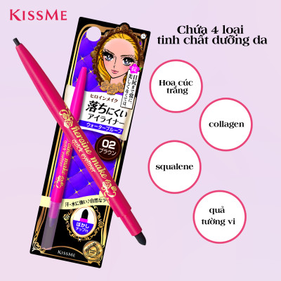 Bút Chì Sáp Kẻ Mí Mắt Không Trôi Nét Vẽ Tự Nhiên Dạng Xoay Kissme Heroine Make Quick Eyeliner (02 Màu)