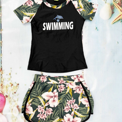 Bộ Đồ Bơi Nữ Quần Đùi Áo Cộc Tay