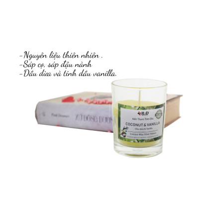 Nến Thơm, Tinh Dầu Coconut-Vanilla, Nến Thơm Phòng, [Ly 300g], Đến Từ Shop R2D, Làm Từ Thành Phần Tự Nhiên, Lành Tính.