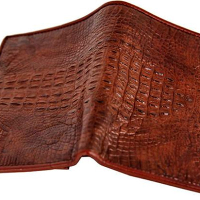 Ví Nam Da Cá Sấu Nguyên Con Kiểu Đứng Huy Hoàng HT2239 (12.5 x 10 cm) - Nâu Đất