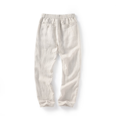 Quần dài ống rộng form suông unisex chất linen thiết kế đơn giản, basic, kèm dây rút và khuy khóa trước Qd11