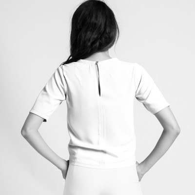 Áo Kiểu Nữ  Phối Voan Áo Tshirt Thời trang thiết kế TOP071 (Trắng Kim Cương)