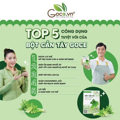 Bột cần tây nguyên chất Goce - 72g (24 gói x 3g) - Tan mỡ giảm cân