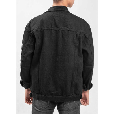 Áo khoác jean nam thiết kế đắp tay màu đen thời trang phong cách cá tính