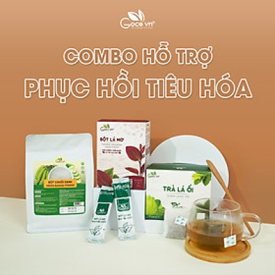 Combo Phục hồi tiêu hóa (1 hộp Trà lá ổi túi lọc 40g, 1 túi Bột chuối xanh 300g; 1 hộp Bột lá mơ 60g)